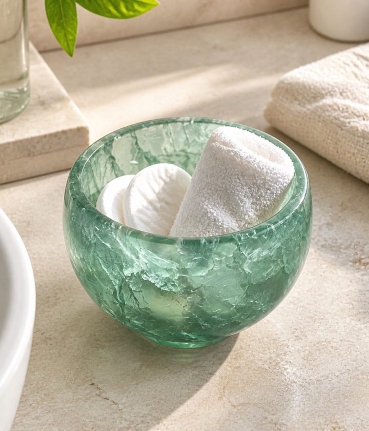 Green Glass Stone Bowl product view 4