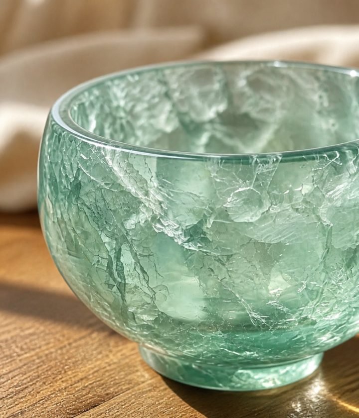 Green Glass Stone Bowl product view 6